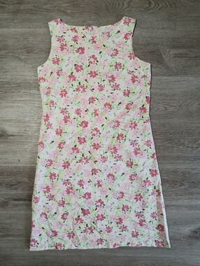 Susan Bristol Sleeveless Pink Floral Shift Dress Vintage